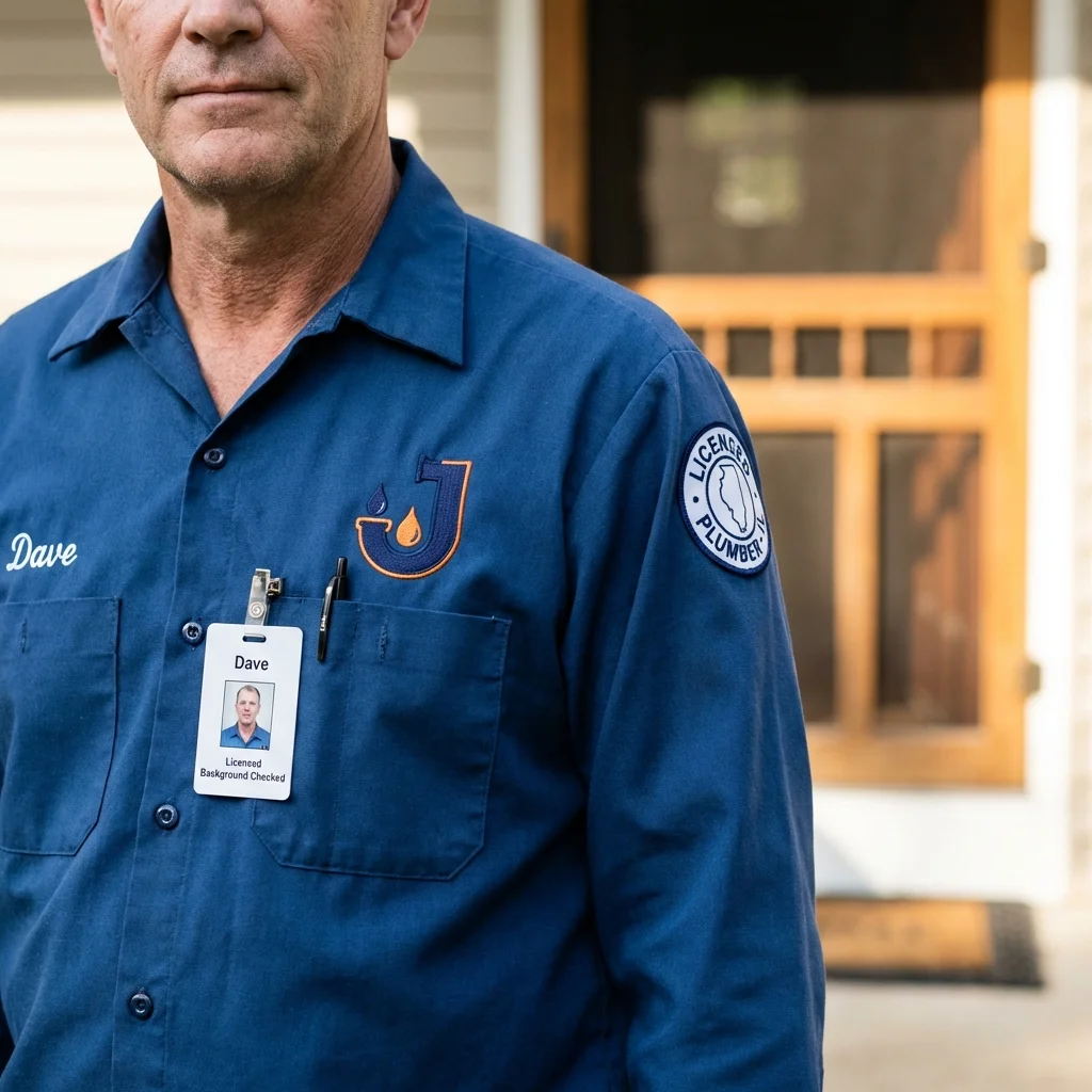 Licensed plumber showing ID badge in West Alexandria, OH
