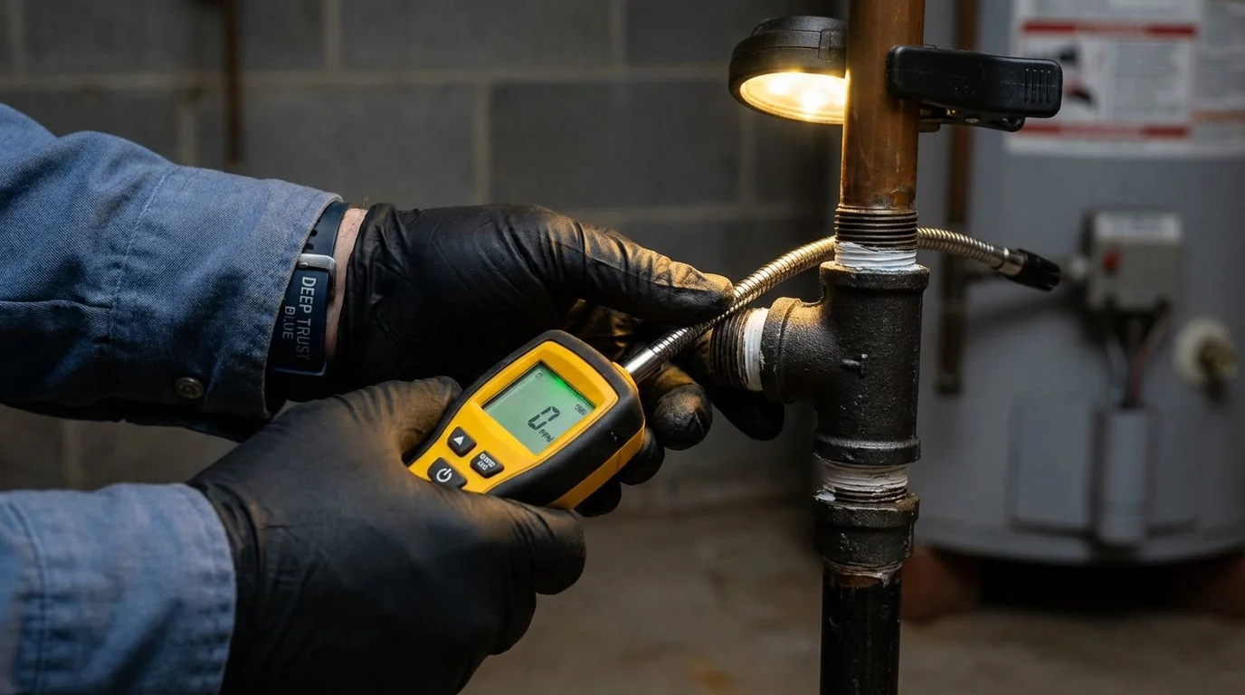 Gas leak detection with electronic sniffer by Johns Plumbing LLC in West Alexandria
