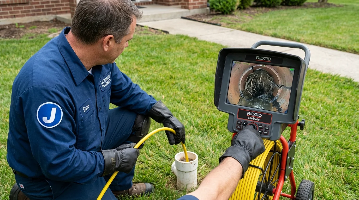 Sewer camera inspection being performed by Johns Plumbing LLC in West Alexandria