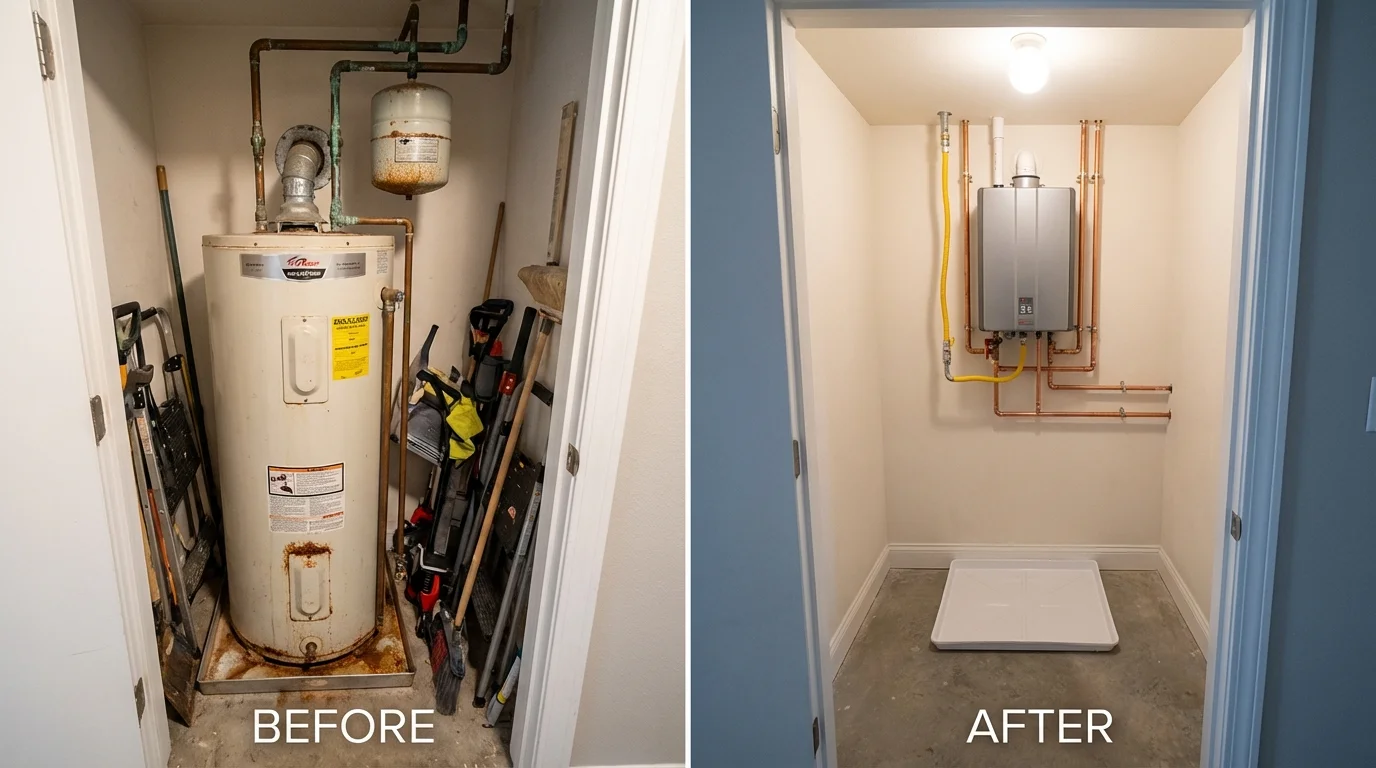 Tank water heater versus wall-mounted tankless unit comparison for West Alexandria, OH homeowners