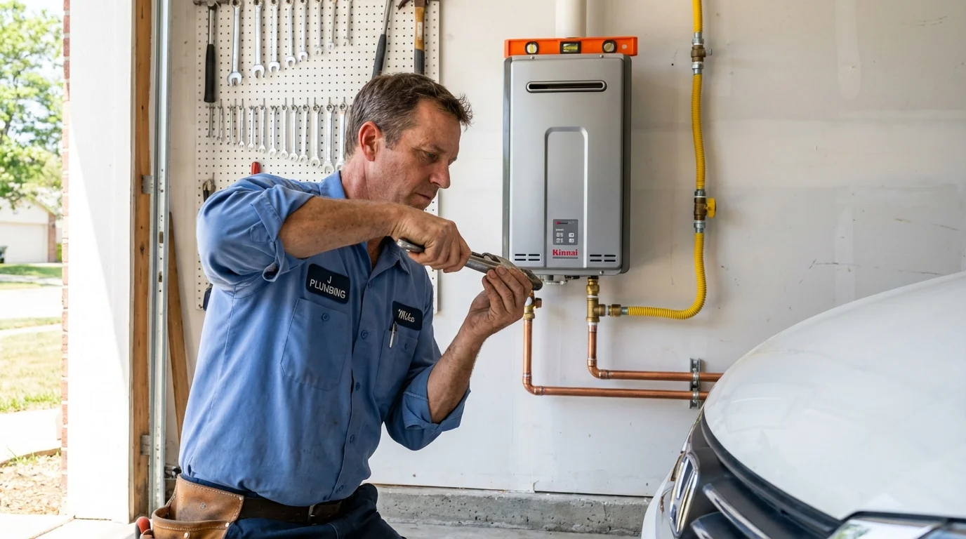 Tankless water heater installation by a Johns Plumbing LLC plumber in West Alexandria